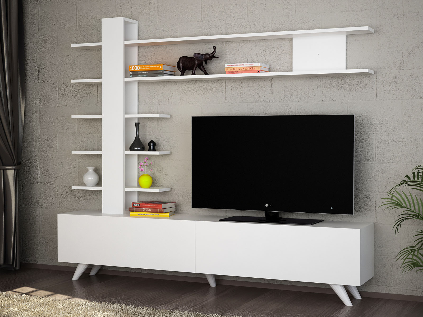 Tv-meubel set ALEPPO 2 deuren wit