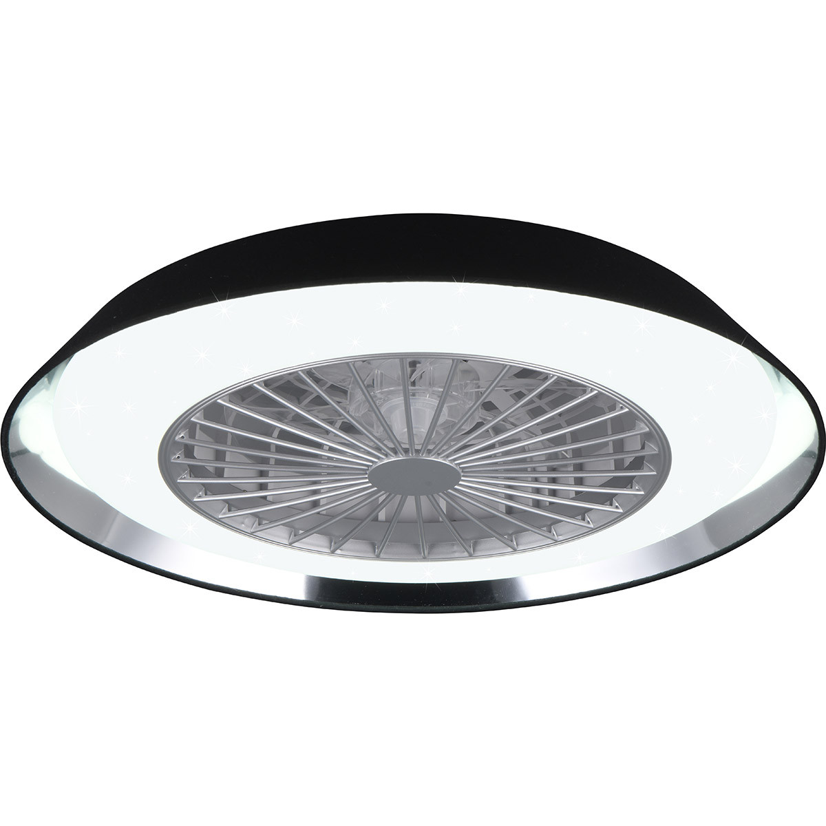 LED Plafondlamp met Ventilator - Plafondventilator - Trion Berga - 30W - Aanpasbare Kleur - Afstandsbediening - Dimbaar - Rond - Zwart - Kunststof