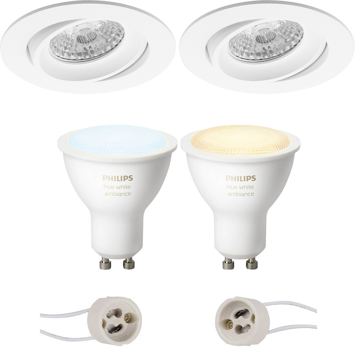 Pragmi Delton Pro - Inbouw Rond - Mat Wit - Kantelbaar - Ø82mm - Philips Hue - LED Spot Set GU10 - White Ambiance - Bluetooth