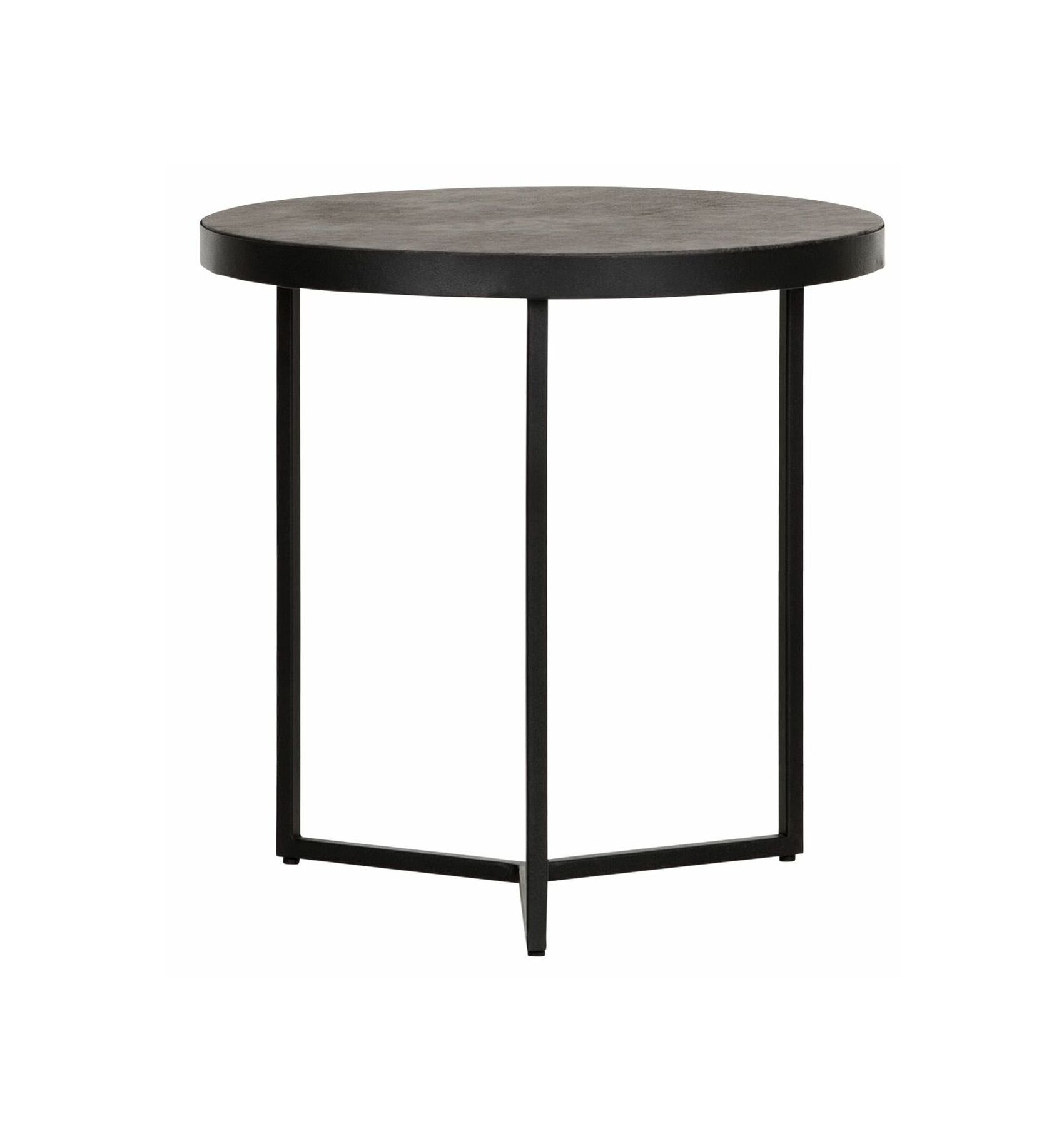 MUST Living Bijzettafel Harmony Leder en metaal, 50cm - Zwart - Rond