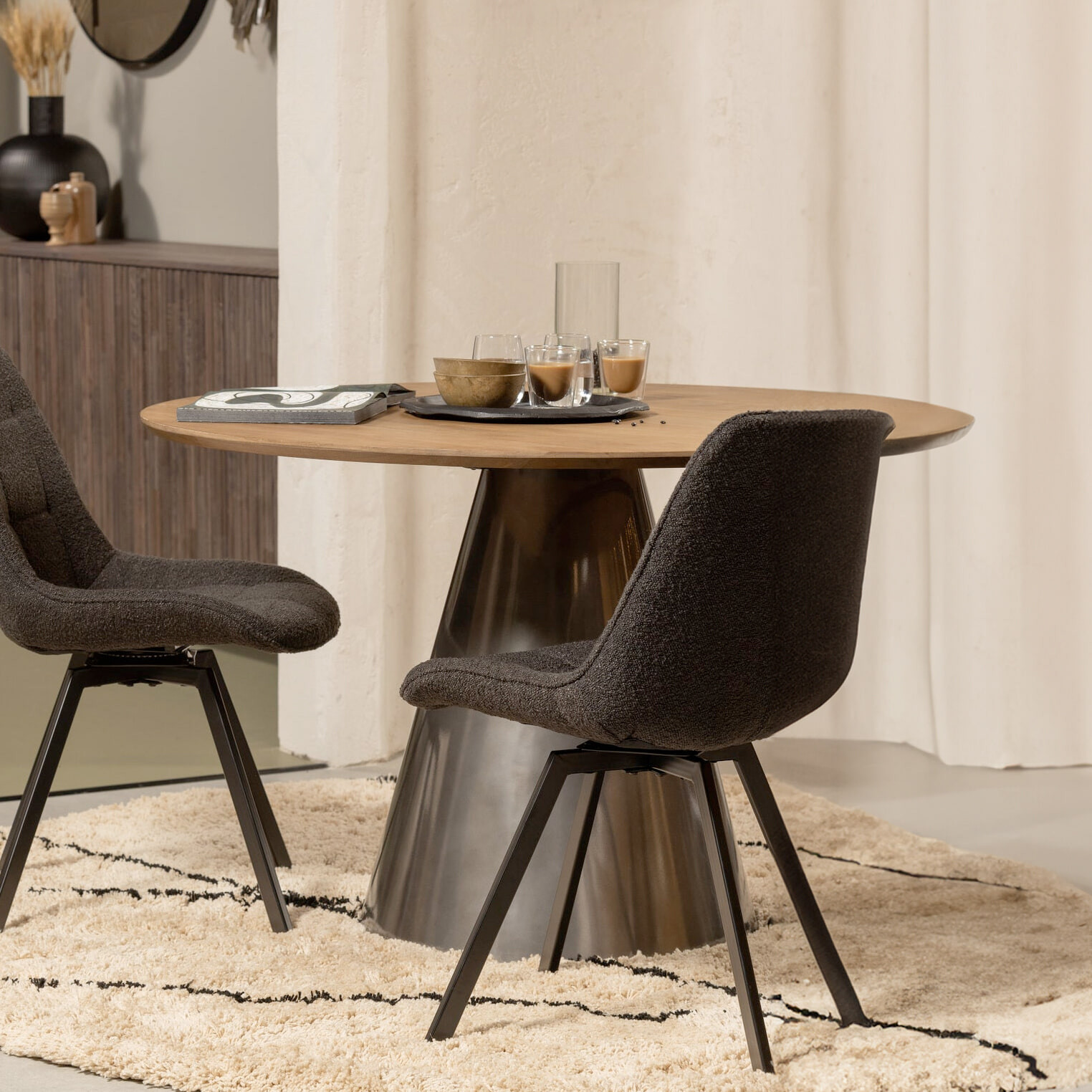 WOOOD Exclusive Ronde Eettafel Maggie Mangohout, 120cm - Zwart