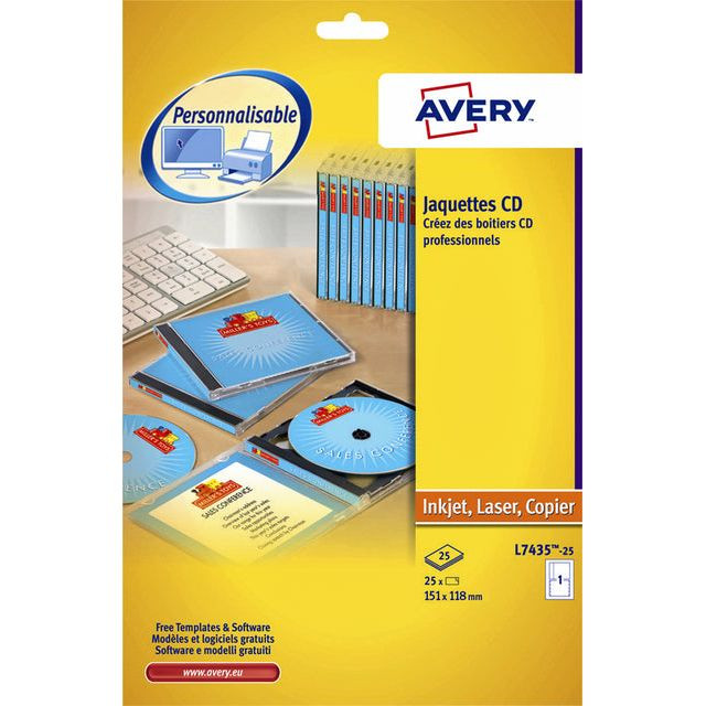 Cd inlegkaart Avery L7435-25 151x118mm