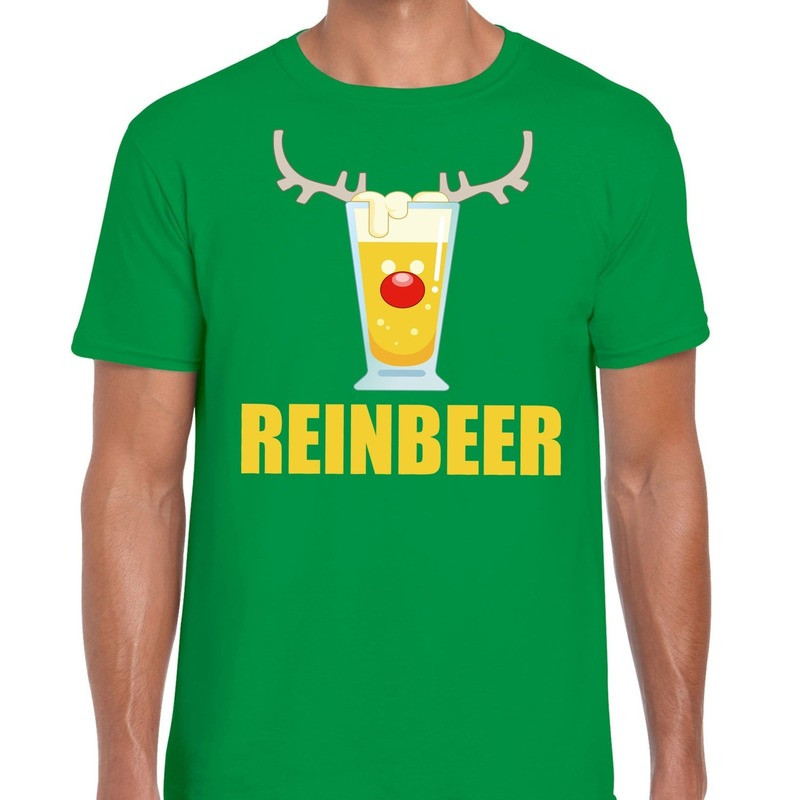 Foute Kerst t-shirt Reinbeer groen voor heren