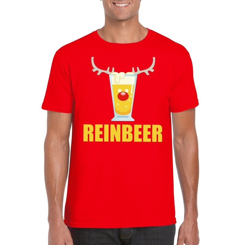 Foute Kerst t-shirt Reinbeer rood voor heren