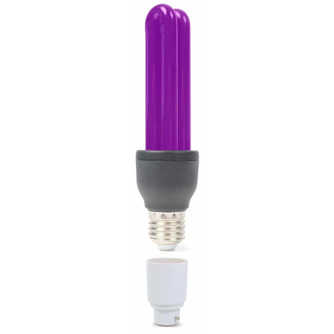 BeamZ Blacklight UV spaarlamp 25W met E27 fitting en bajonet adapter