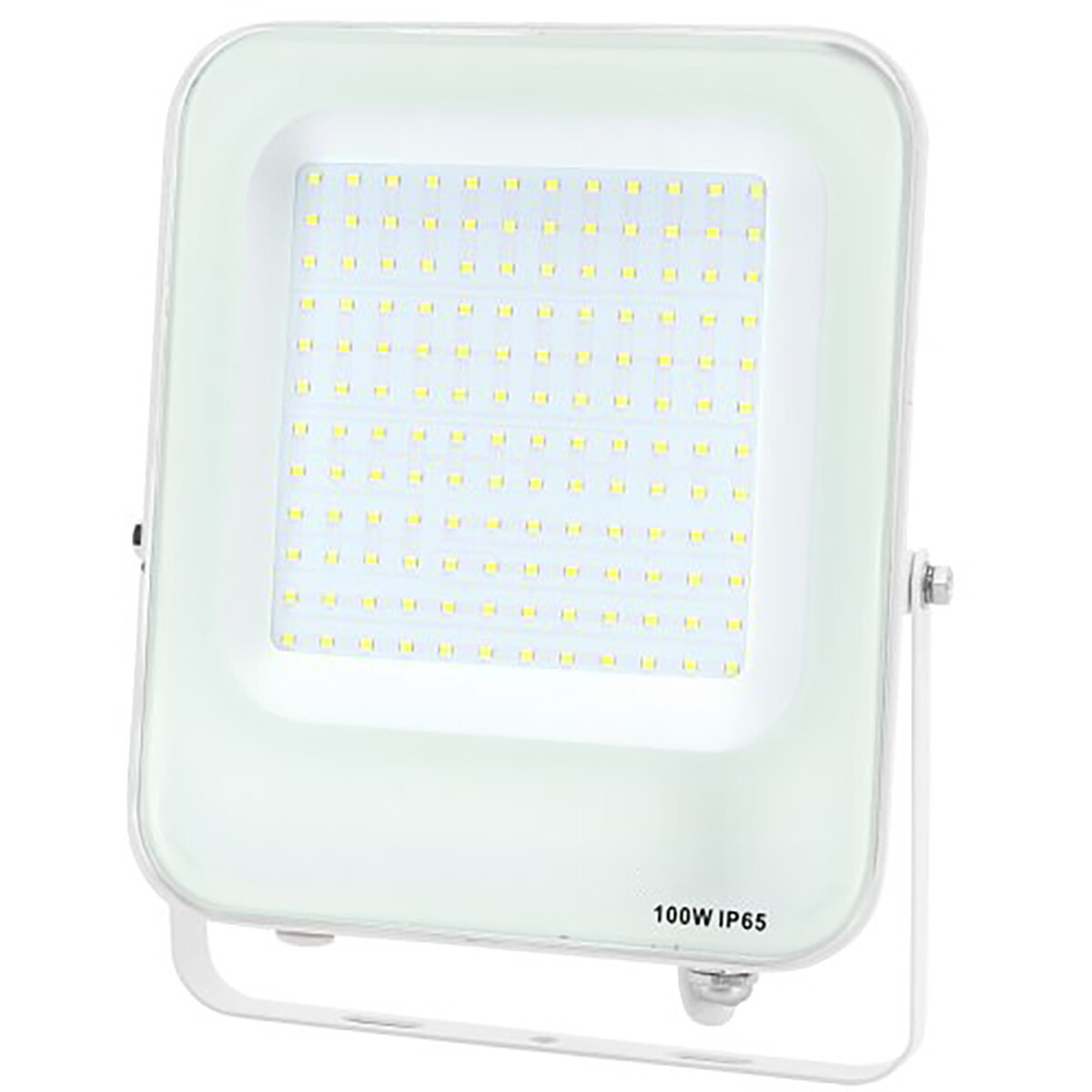 LED Bouwlamp - LED Schijnwerper - Aigi Rekan - 100 Watt - Helder/Koud Wit 6500K - Waterdicht IP65 - Rechthoek - Mat Wit - Aluminium