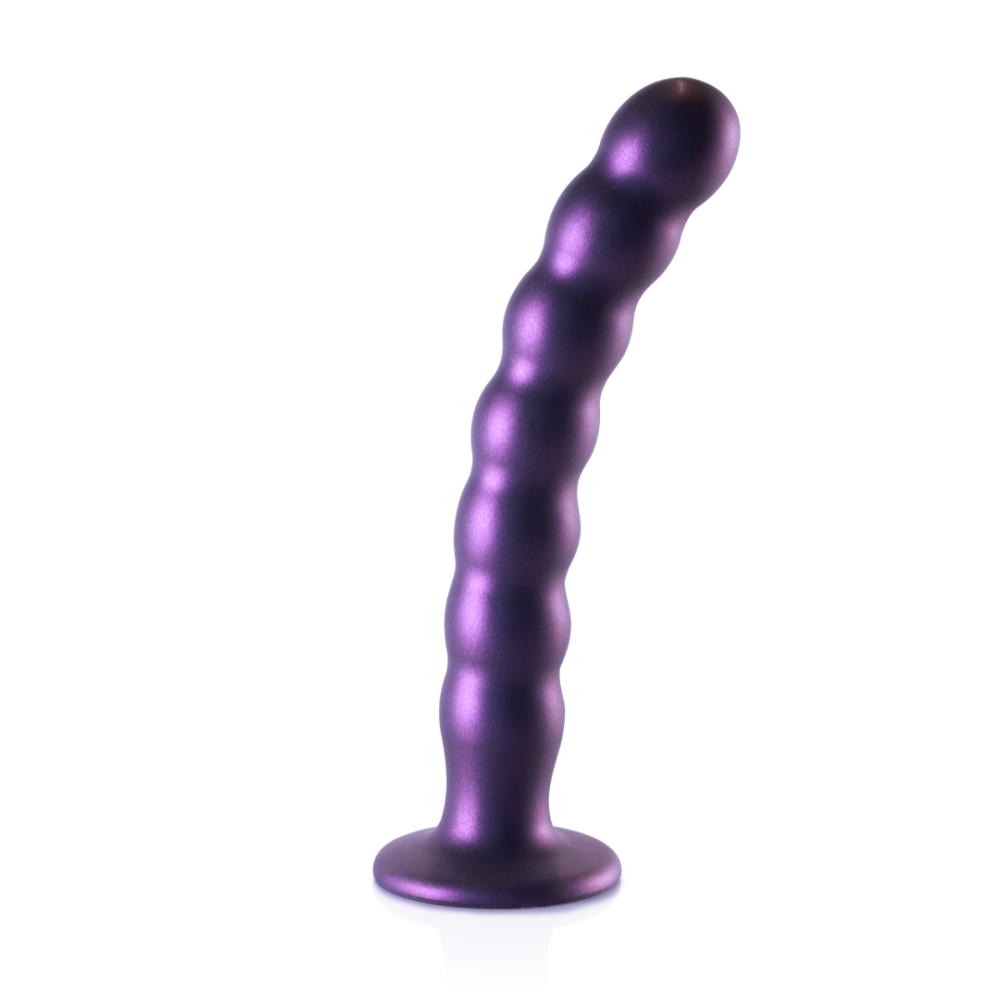 Ouch! by Shots Beaded Silicone G-Spot Dildo - 8'' / 20,5 cm - Metallic Purple