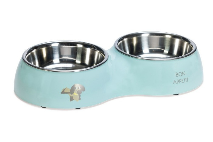 Beeztees Puppy Droppy Dinerset 2 hond plastic/RVS groen