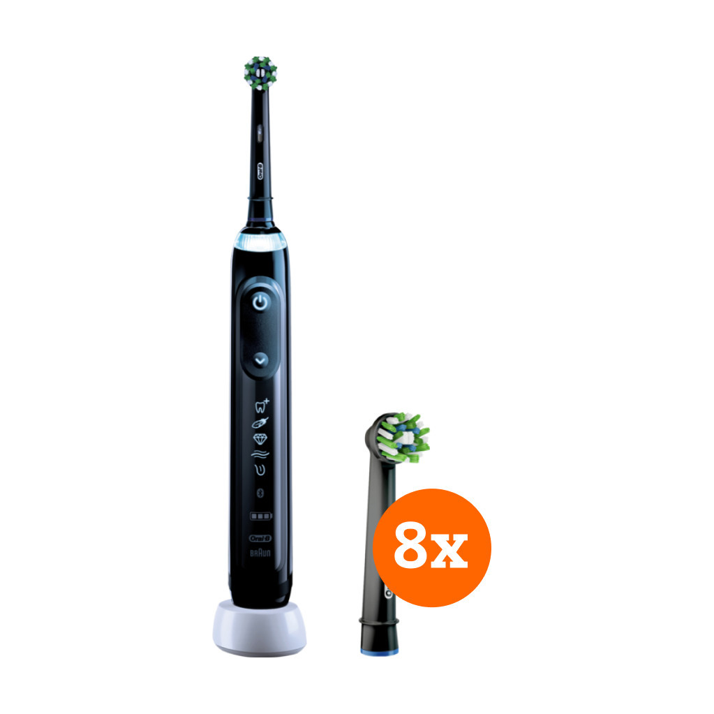 Oral-B Genius X Zwart + CrossAction opzetborstels (8 stuks)