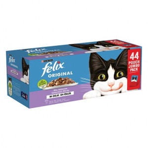 Purina Felix Original Mix Selectie met rund, kip, tonijn, zalm in gelei natvoer kat (44x85g) per 2 dozen (88 x 85 g)