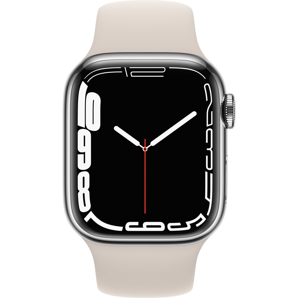 Apple Watch Series 7 4G 41mm Zilver Rvs Crème Sportband