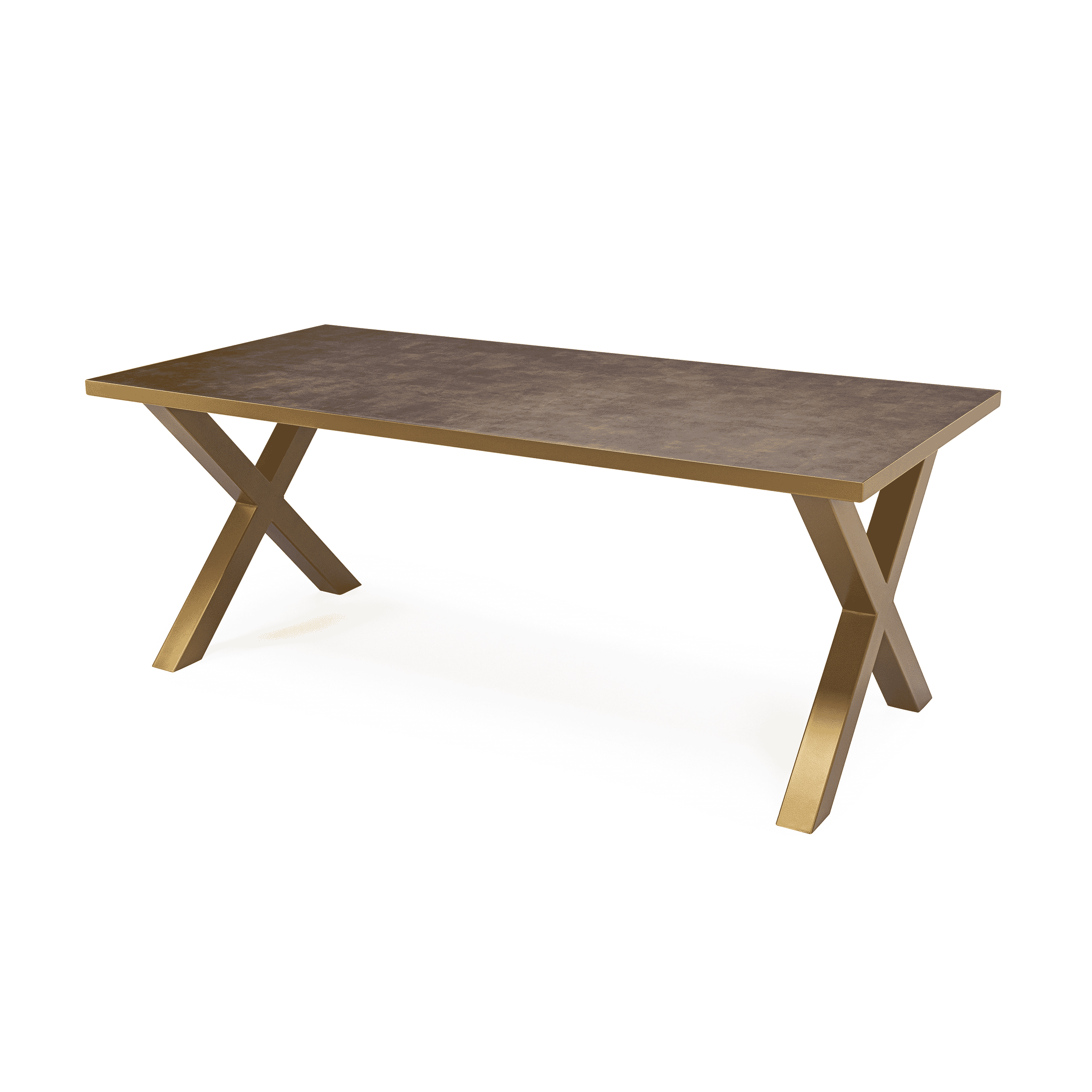 Stalux Eettafel Roos - goud / lederlook bruin