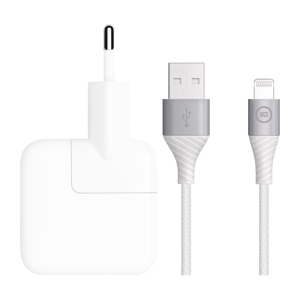 Apple Oplader 12W + BlueBuilt Usb A naar Lightning Kabel 1m Nylon