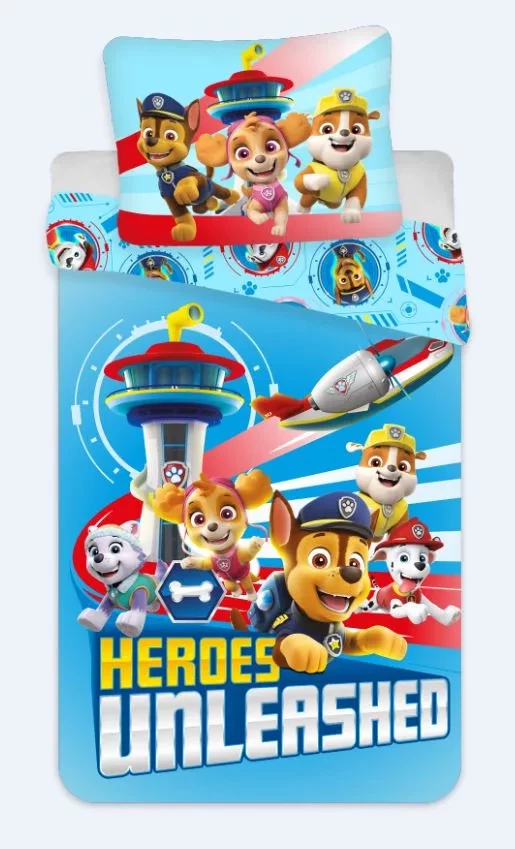 Paw Patrol dekbedovertrek happy blauw 140 x 200 cm - 70 x 90 cm - Katoen