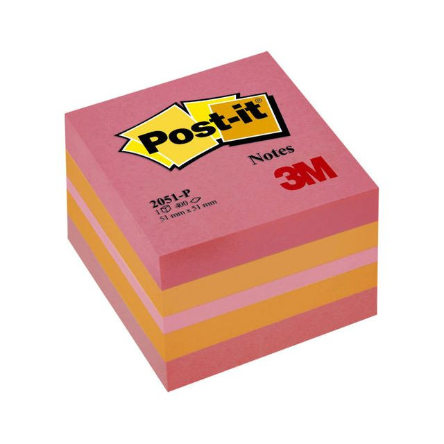 Post-it Notes mini kubus, 400 vel, ft 51 x 51 mm, roze