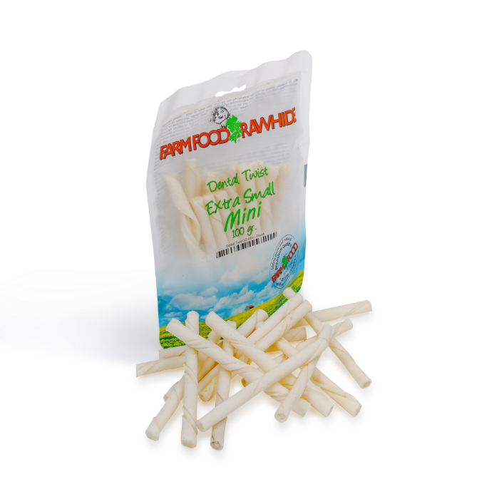 FarmFood Rawhide Dental Twist Mini hondensnack 100 gram