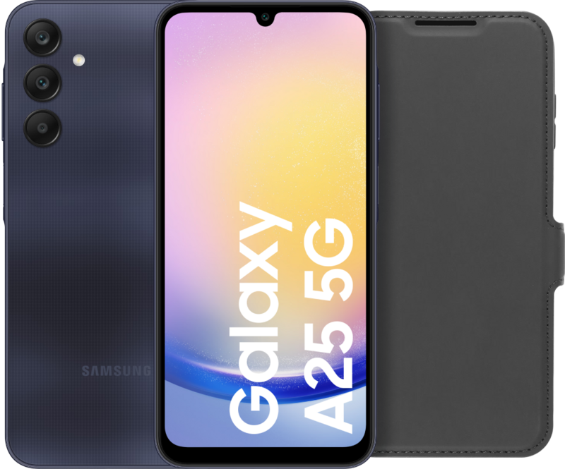 Samsung Galaxy A25 128GB Zwart 5G + BlueBuilt Book Case Zwart