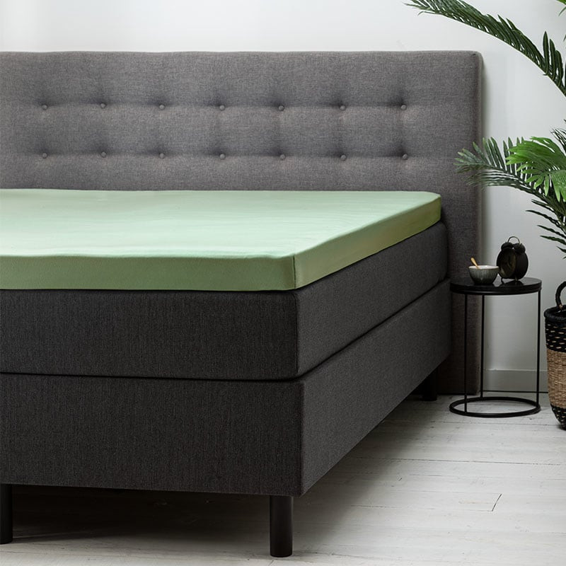 Topper Hoeslaken Katoen - Groen - 160x200 cm - Groen - Fresh and Co - Dekbed-Discounter.nl