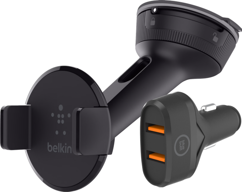 Belkin Telefoonhouder Auto Dashboard/Voorruit + BlueBuilt Autolader Quick Charge 18W