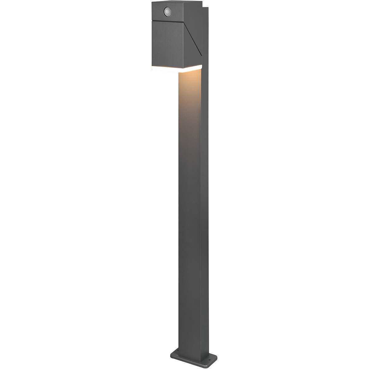 LED Tuinverlichting met Bewegingssensor - Staande Buitenlamp - Trion Avirma - 7W - Warm Wit 3000K - Rechthoek - Mat Antraciet - Aluminium - 100cm