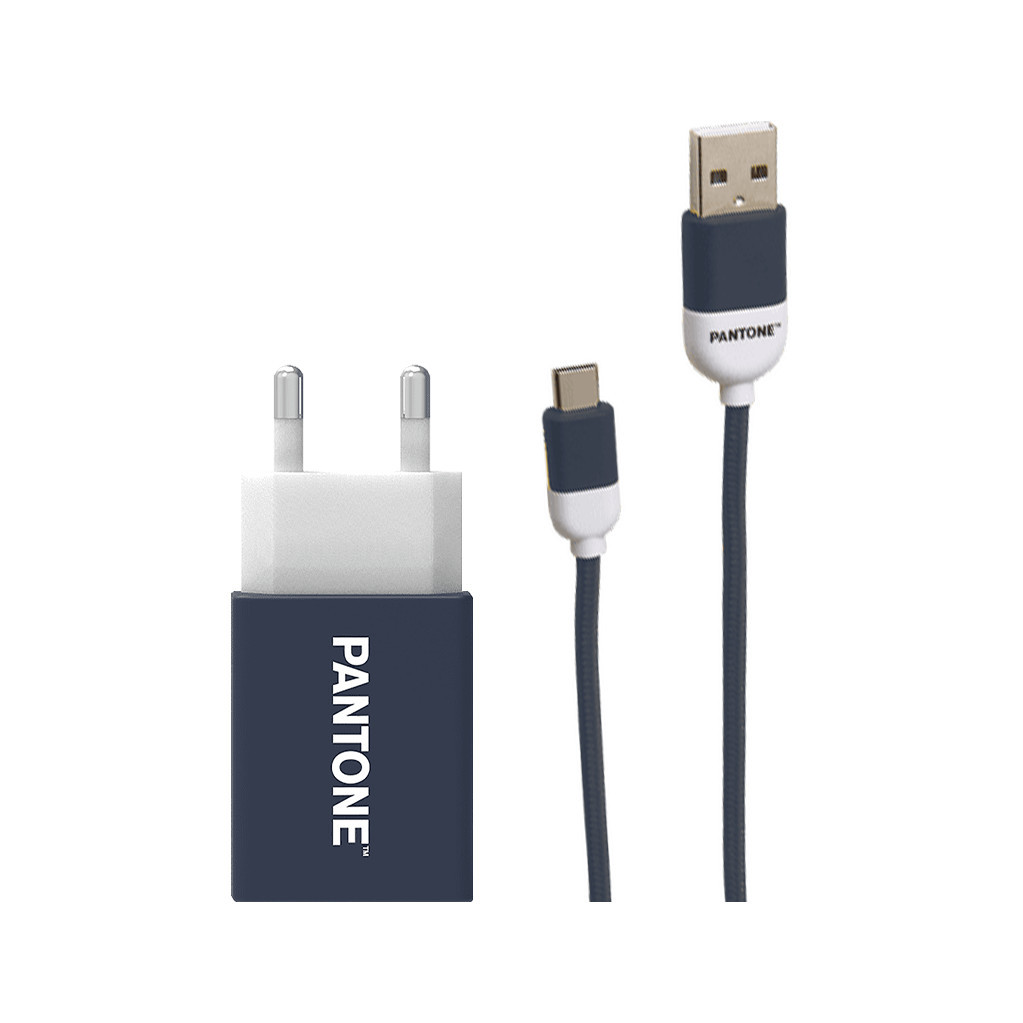 Pantone Oplader 10W + Usb C Kabel 1,5m Nylon Blauw