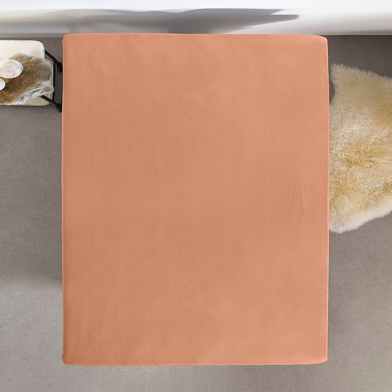 Hoeslaken Dubbel Stretch - Pastel Oranje - 190x220 cm - Oranje - Home Care - Dekbed-Discounter.nl