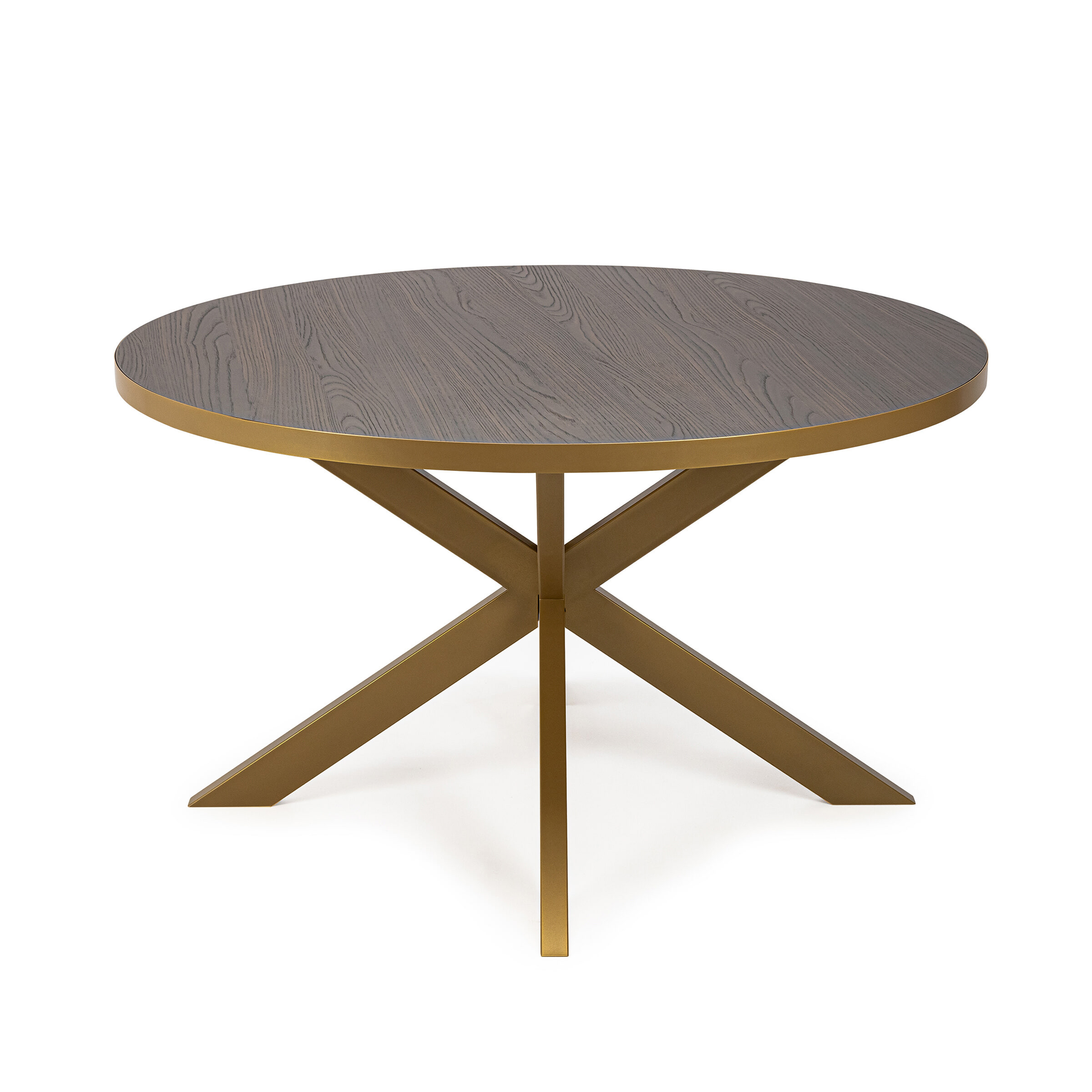 Stalux Ronde eettafel Daan - goud / bruin hout