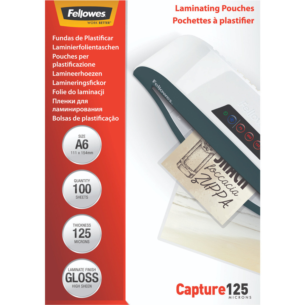 Fellowes Lamineerhoezen Capture 125 mic A6 (100 Stuks)