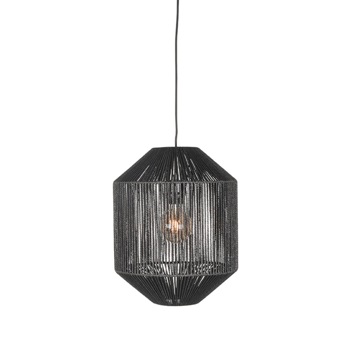 LABEL51 Hanglamp Ibiza - Zwart - Jute - 1-Lichts Cilinder