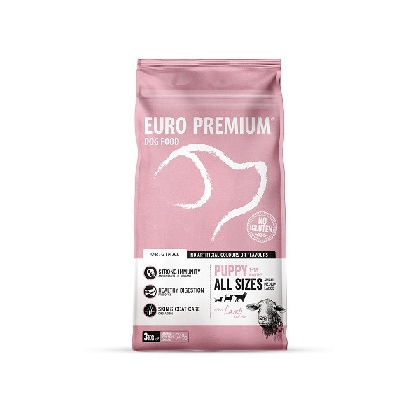 Euro Premium Puppy w/Lamb & Rice hondenvoer 3 kg