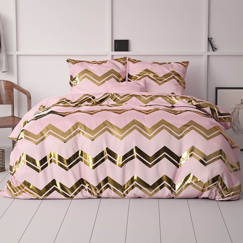 Dekbedovertrek Glamour Wave - Lits-Jumeaux (240x220 cm) - Roze Microvezel - Dessin: Patroon, Luxe - Sleeptime - Dekbed-Discounter.nl