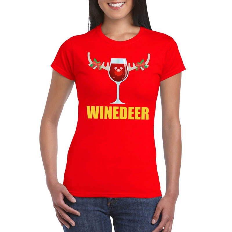 Foute Kerst t-shirt Winedeer rood voor dames