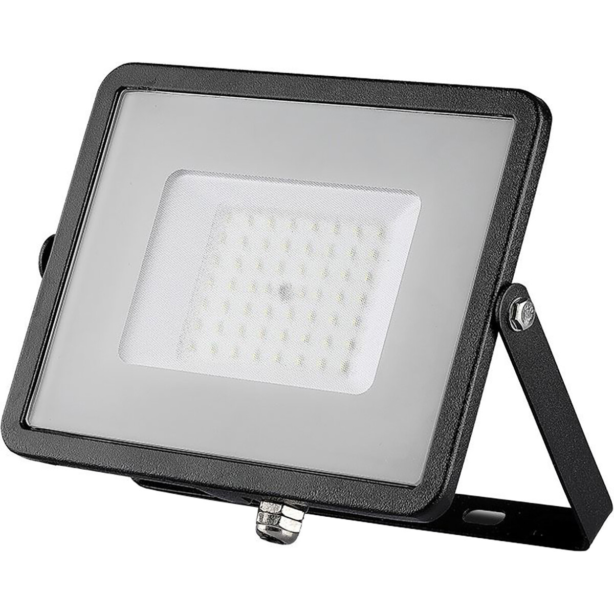 LED Bouwlamp 50 Watt - LED Schijnwerper - Viron Ponimo - Natuurlijk Wit 4000K - Kabelverbinding - Mat Zwart - Aluminium - SAMSUNG LEDs