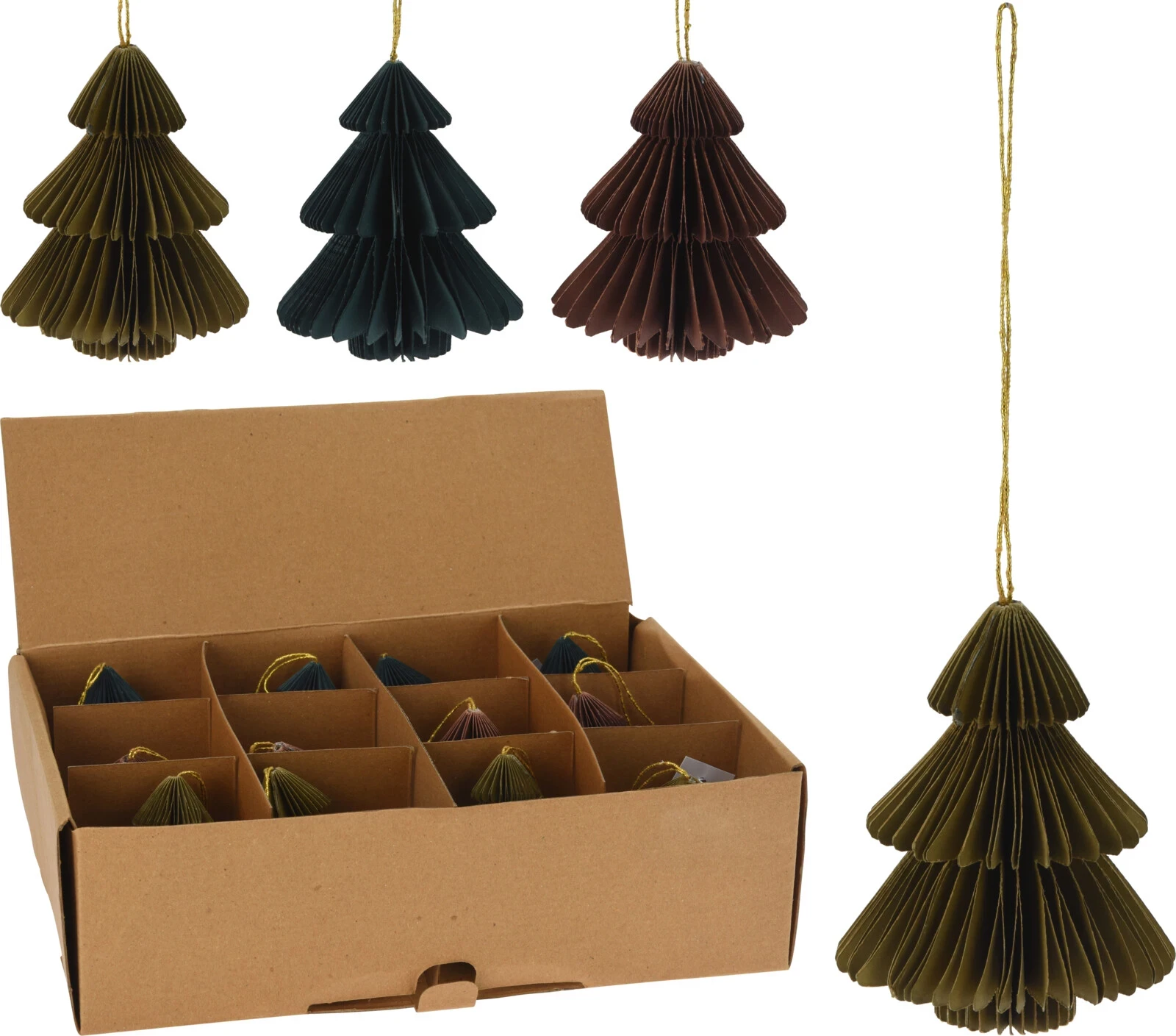 Kersthanger kerstboom papier 8cm