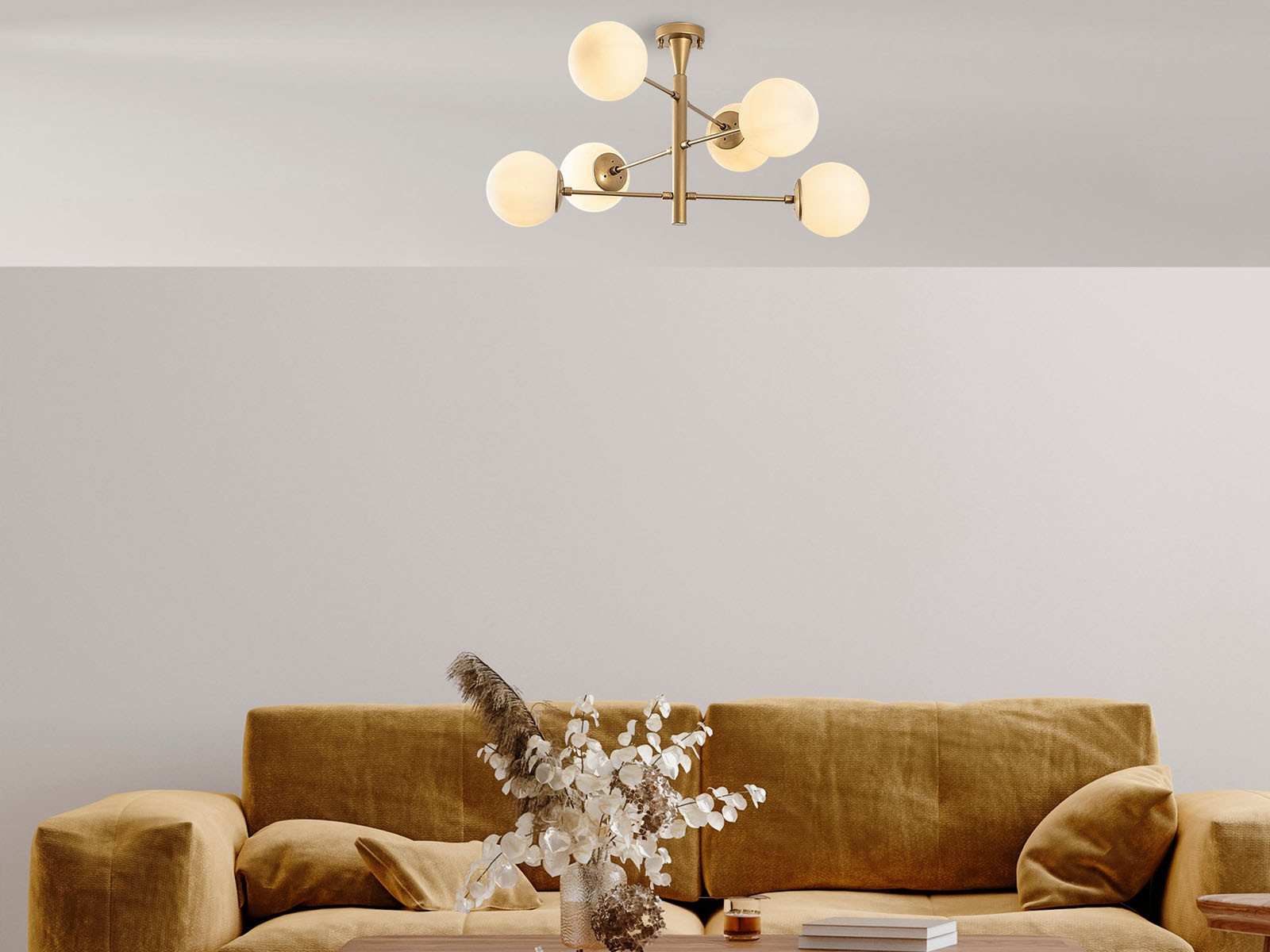 Hanglamp ARGOS 6 lampen goud