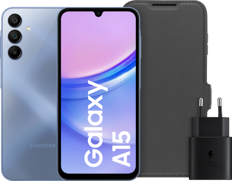 Samsung Galaxy A15 128GB Blauw 4G + Accessoirepakket