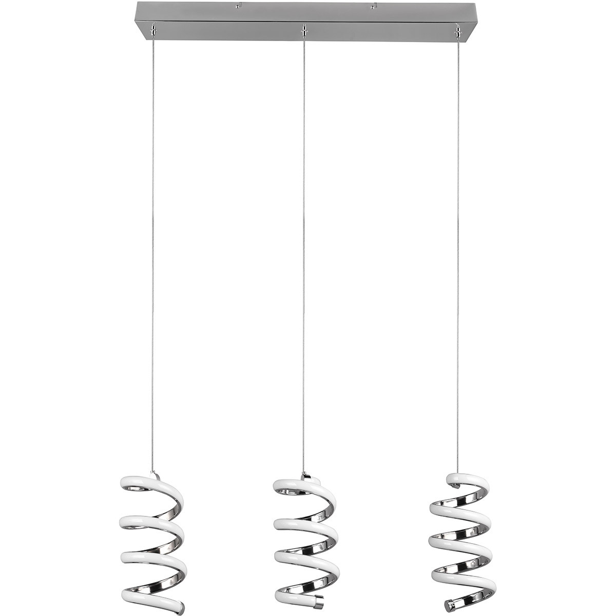 LED Hanglamp - Hangverlichting - Trion Lala - 8W - Natuurlijk Wit - 4000K - 3-lichts - Rechthoek - Chroom - Metaal