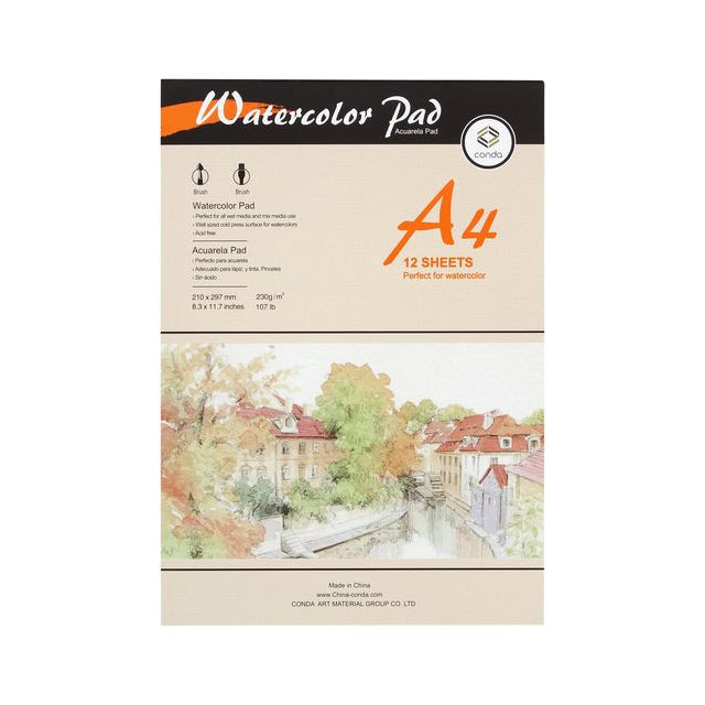 Aquarelblok conda a4 230 gr