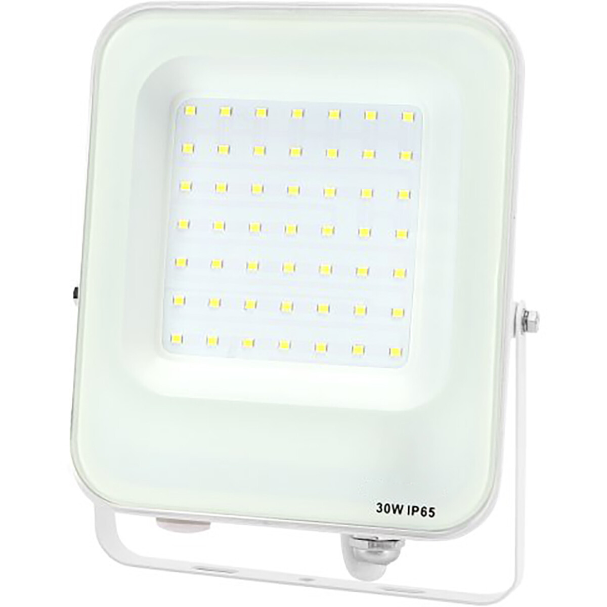 LED Bouwlamp - LED Schijnwerper - Aigi Rekan - 30 Watt - Helder/Koud Wit 6500K - Waterdicht IP65 - Rechthoek - Mat Wit - Aluminium