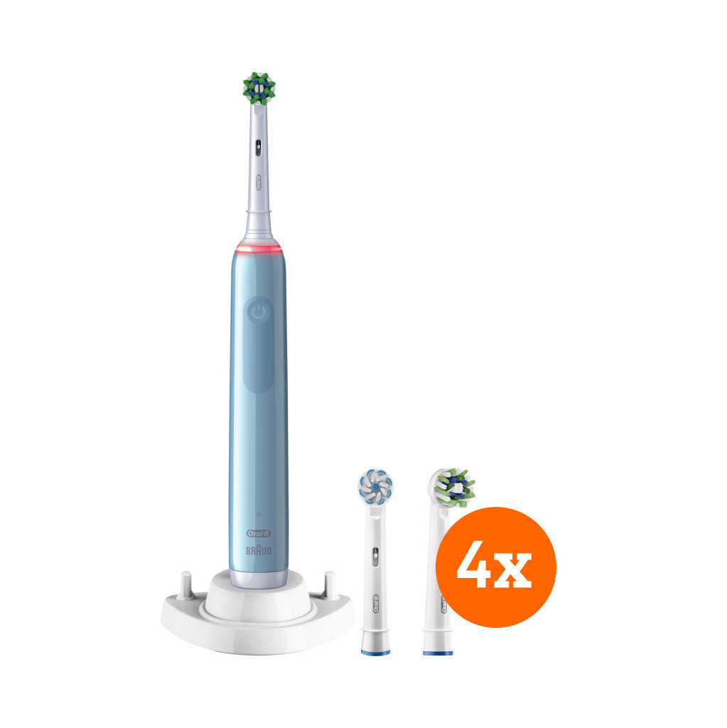 Oral-B Pro 3 3770 Blauw + CrossAction opzetborstels 4 stuks