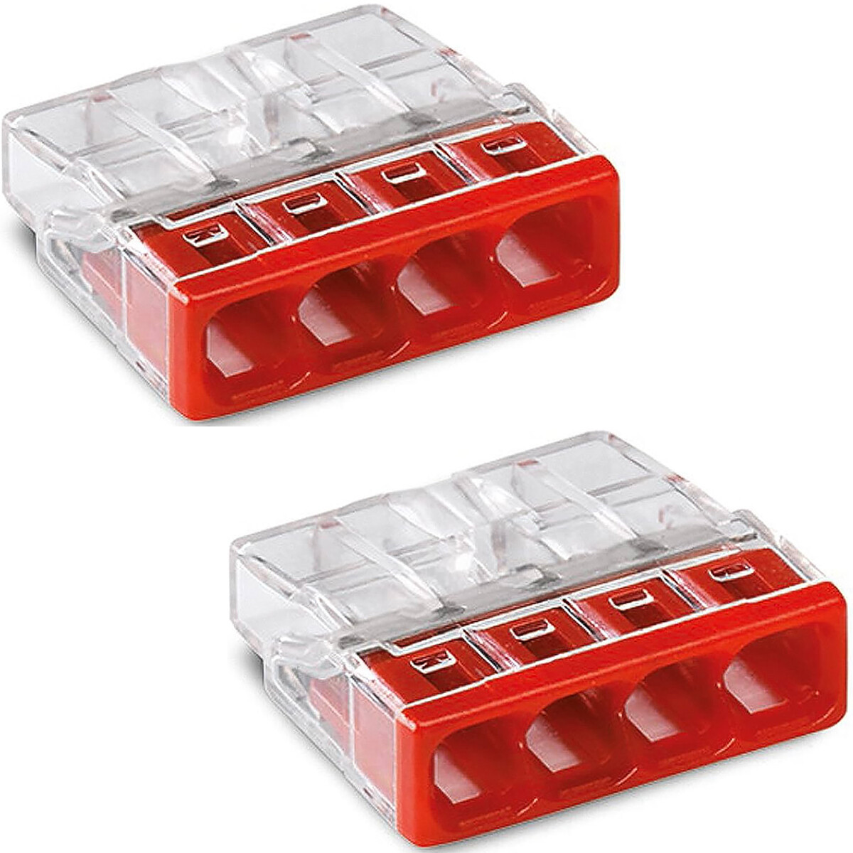 WAGO - Lasklem - 4 Polig - 0.5-2.5mm2 - Rood - 2 Stuks