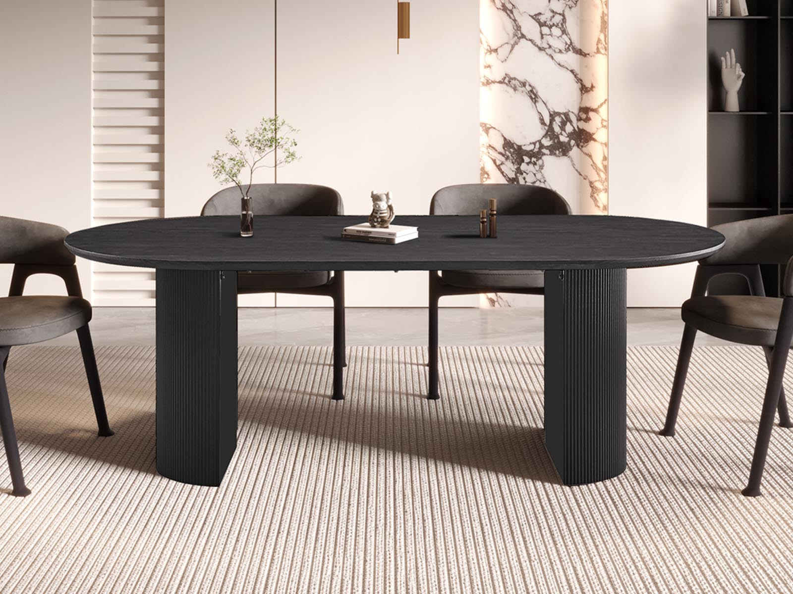 Ovale eettafel LARUSSO 220 cm donkerbruin