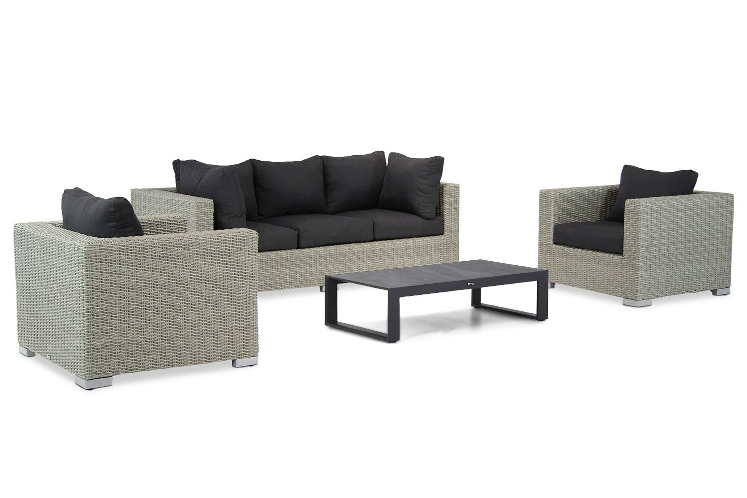 Garden Collections Toronto/Zaga 125 cm stoel-bank loungeset 4-delig