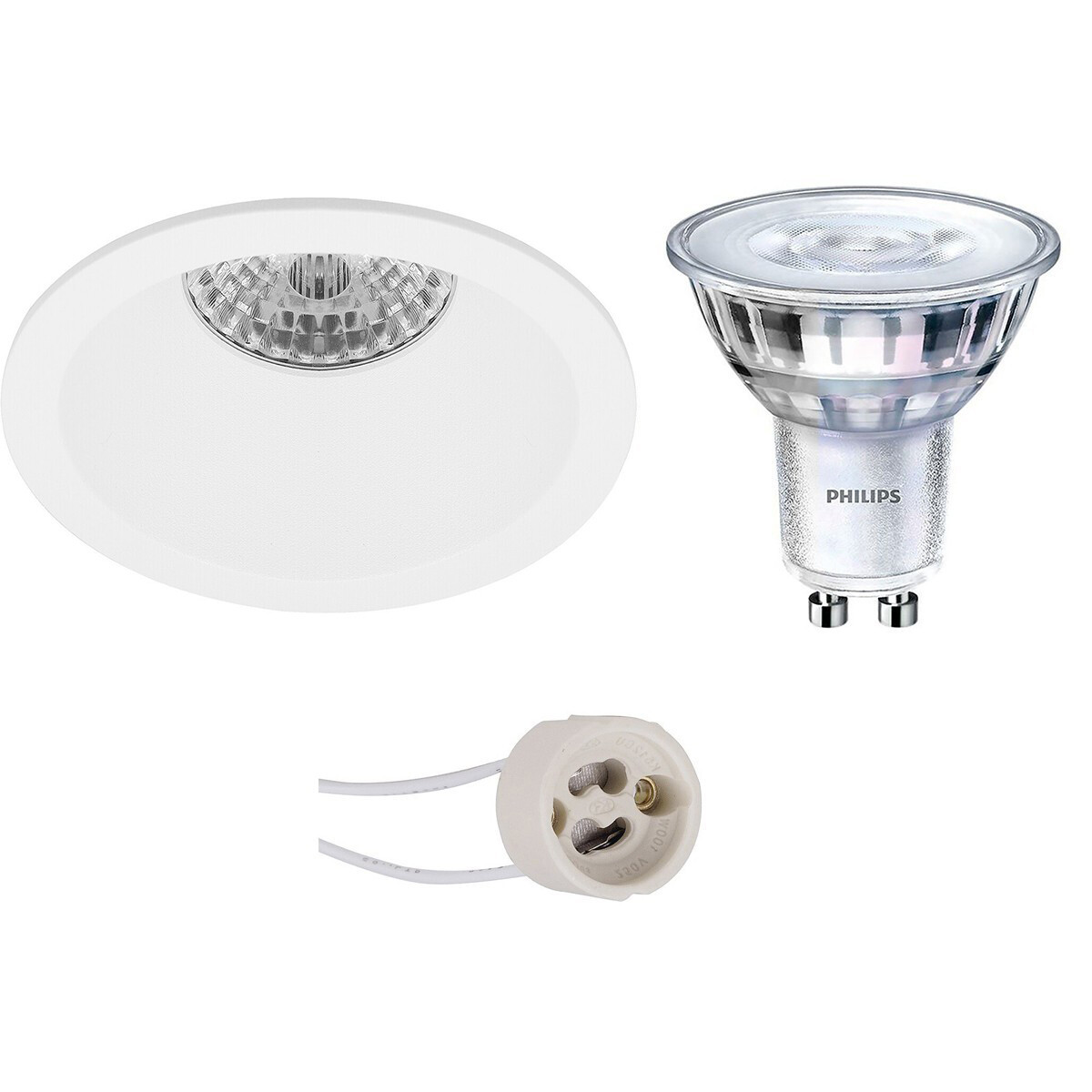 LED Spot Set - Pragmi Pollon Pro - GU10 Fitting - Inbouw Rond - Mat Wit - Verdiept - Ø82mm - Philips - SceneSwitch 827 36D - 1.5W-5W - Warm Wit 2200K-2700K - Dimbaar