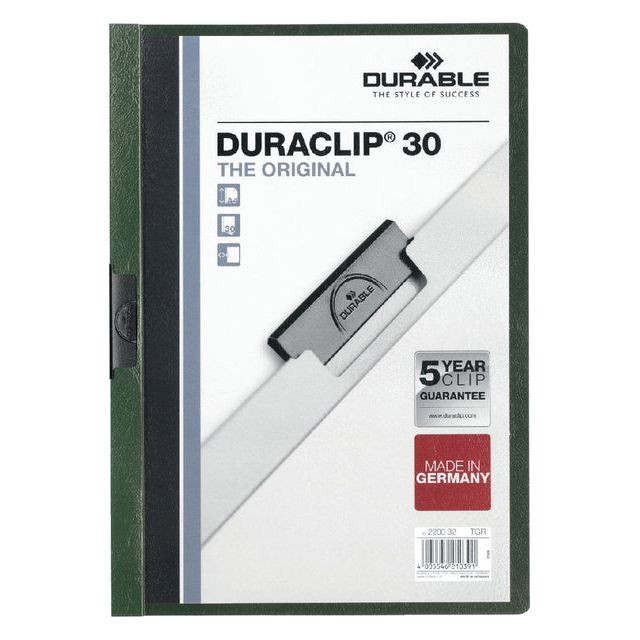 Klemmap Durable Duraclip A4 3mm 30 vellen donkergroen | 1 stuk