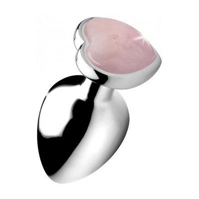 XR Brands Rose Quartz Heart - Butt Plug - Large