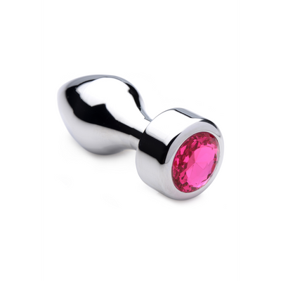 XR Brands Pink Gemstone - Weighted Base Aluminum Plug - Medium