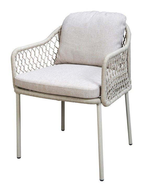 Rocha dining chair aluminium salix/rope salix/flax beige AW - Yoi