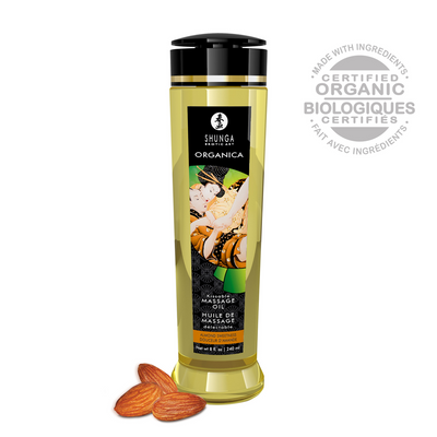 Shunga Organica Massage Oil - Almond Sweetness - 8 fl oz / 240 ml