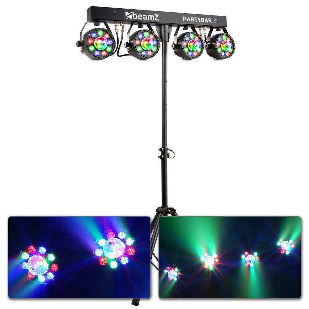 BeamZ Partybar3 lichtset - 4 PAR spots, 4 Magic Balls + stand